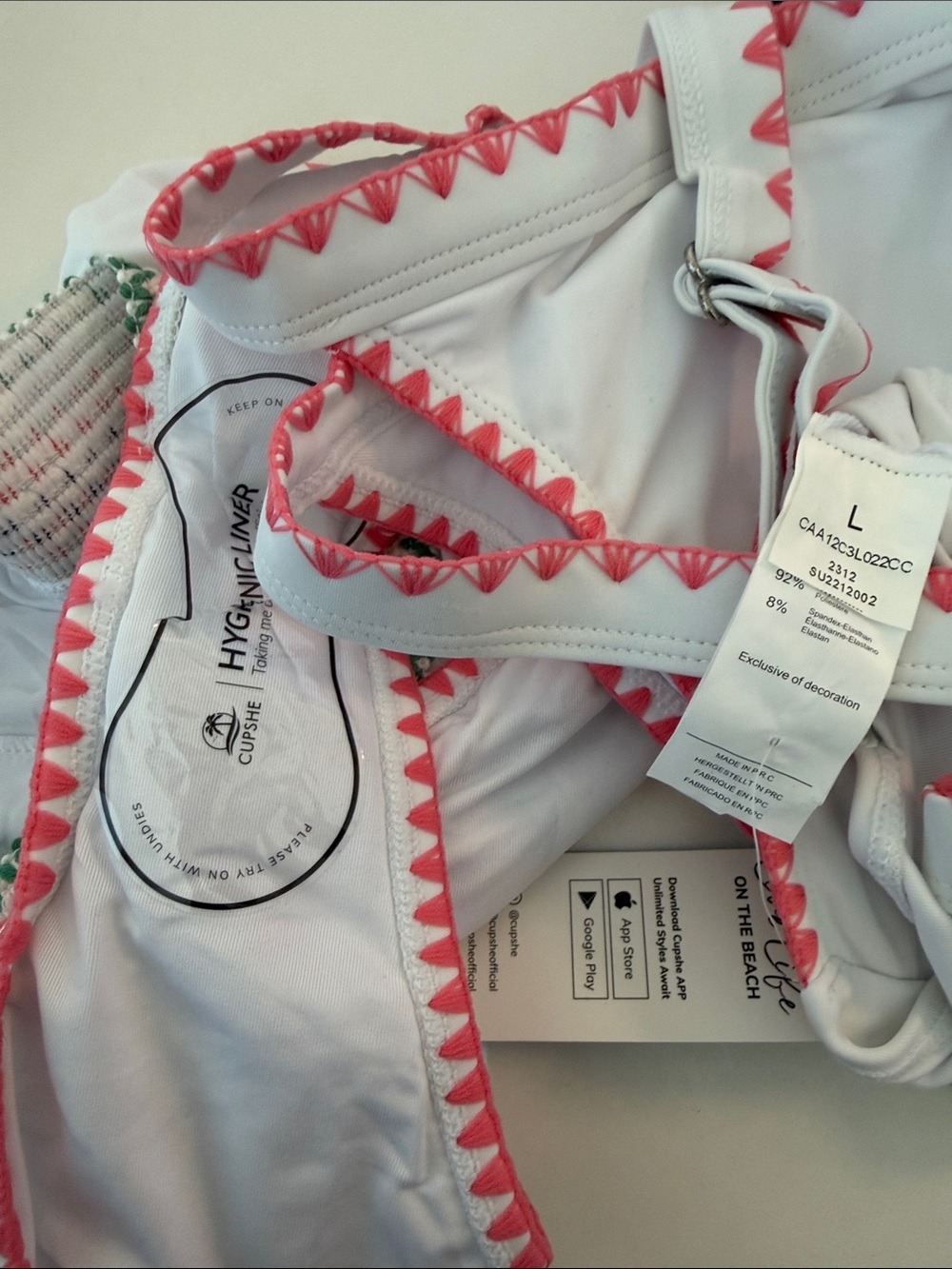 Cupshe White High-Waist Bikini with Multicolor Trim - Picture 5 of 5